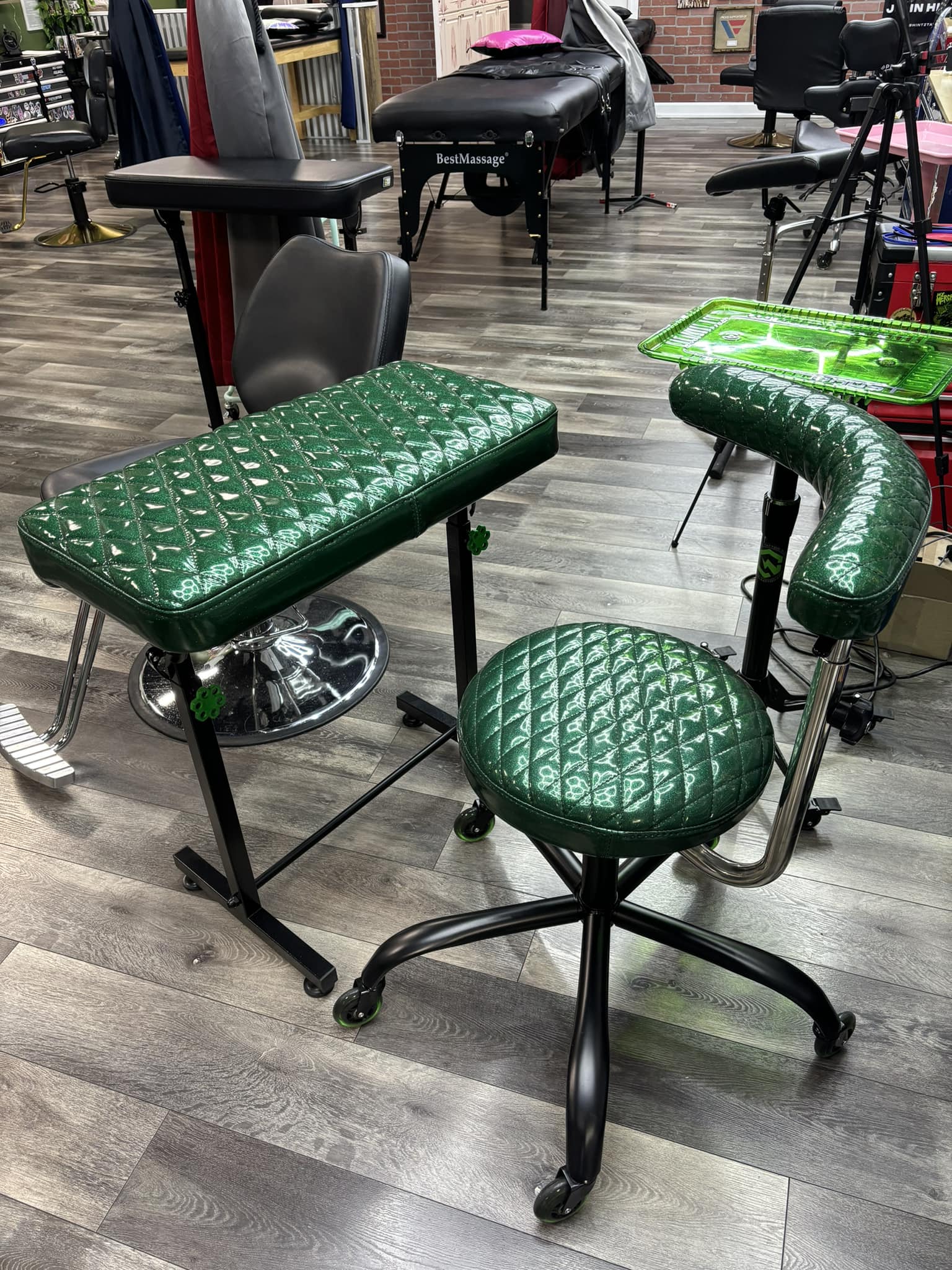 Custom upholstered tattoo station
